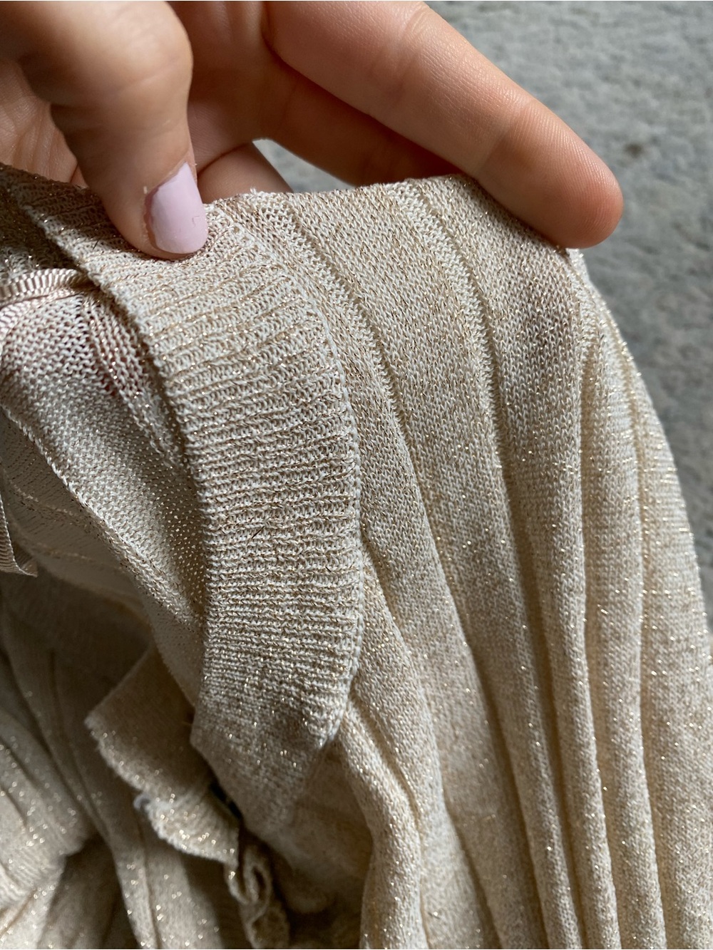 ZARA Women’s Ruffle-Trim Ribbed Cardigan - Cream - Picture 7 of 8